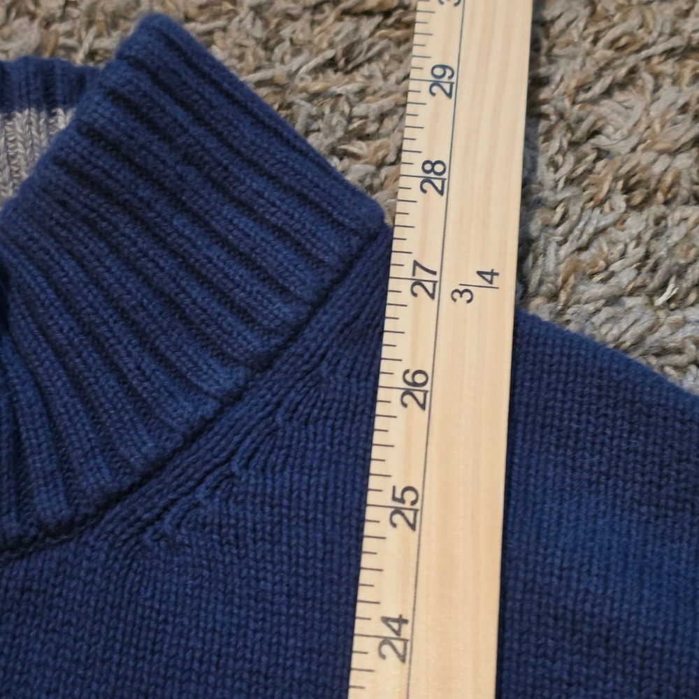 Eddie Bauer Mens XL Navy Blue Quarter Zip Mock Neck Ribbed Knit Pullover Sweater - Picture 5 of 6